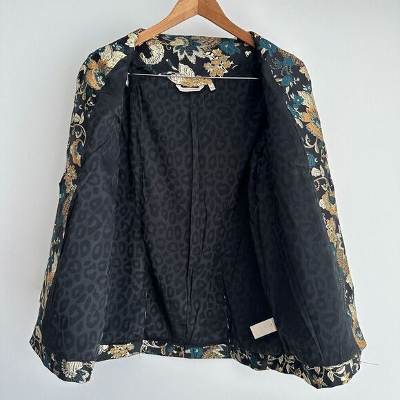 Soft Surroundings Jacket Womens Medium Brocade Asian Metallic Jacquard Viola - Picture 9 of 14